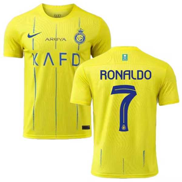 Men's Al Nassr #7 Cristiano Ronaldo Yellow 2024 Home Soccer Jersey,We sell and wholesale Men's Al Nassr #7 Cristiano Ronaldo Yellow 2024 Home Soccer Jersey on line form chian!